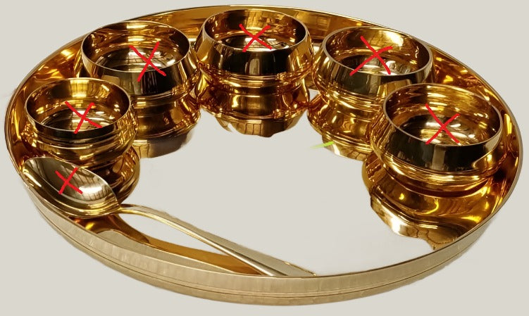Indian Art Villa Brass Shine Finish Lining Design Thali/Plate Diameter-11.6 Inches