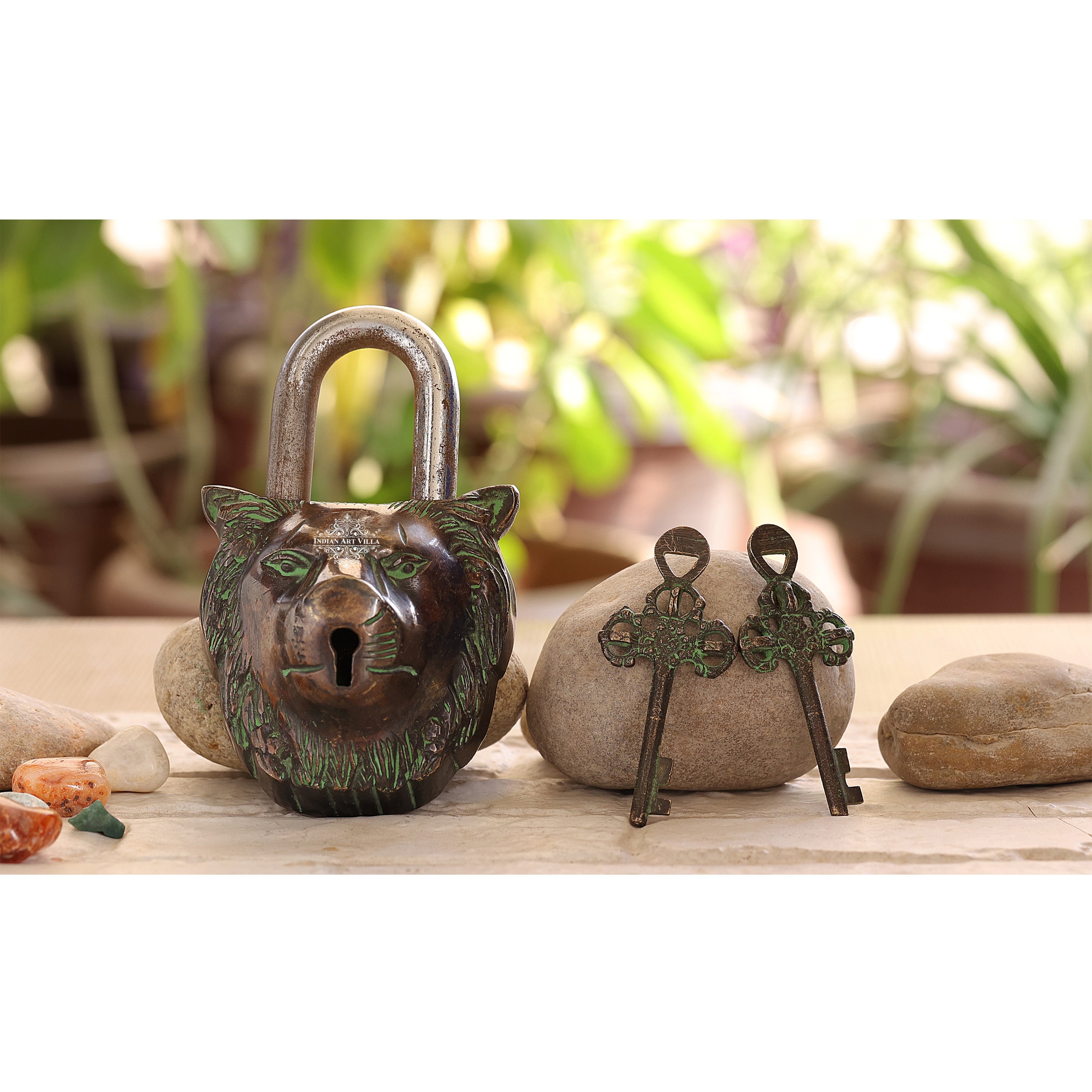 Messing Functioneel Hangslot Collectible Golden Locks van Indian Accent (Lion Lock Messing Functioneel Hangslot Collectible Golden Locks van Indian Accent (Lion Lock