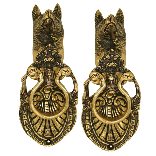 Pure brass dog design door knob lifestyle — Indian Art Villa