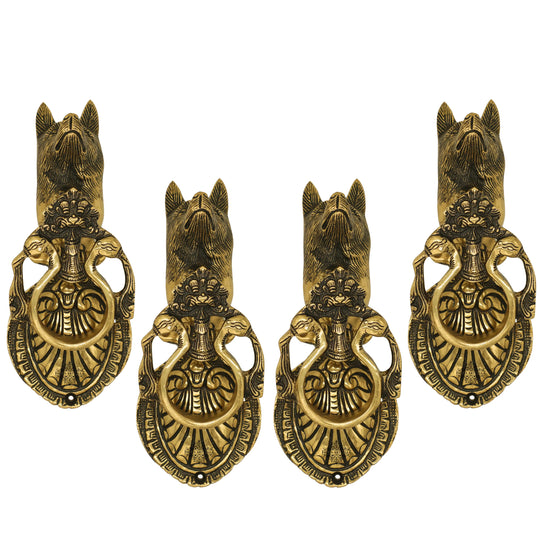Pure brass dog design door knob white background — Indian Art Villa