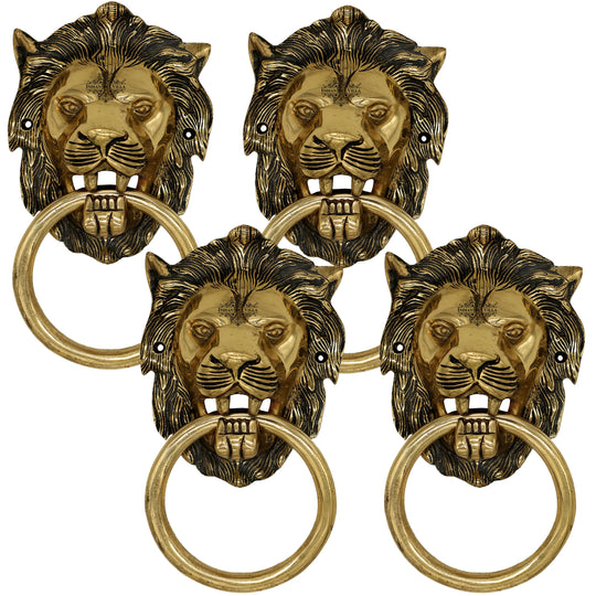 Pure brass small lion design door knob lifestyle — Indian Art Villa