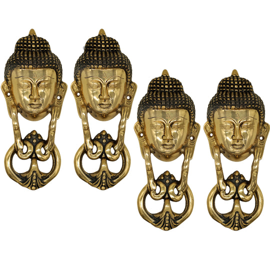 Pure brass Buddha design door knob white background — Indian Art Villa