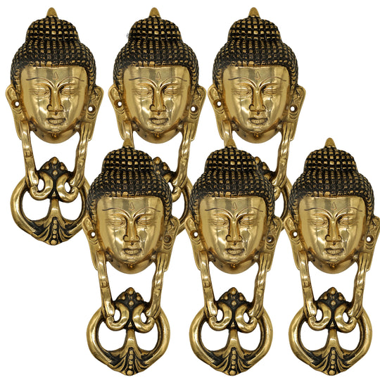 Pure brass Buddha design door knob full view — Indian Art Villa