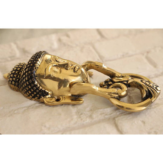 Pure brass Buddha design door knob top view — Indian Art Villa