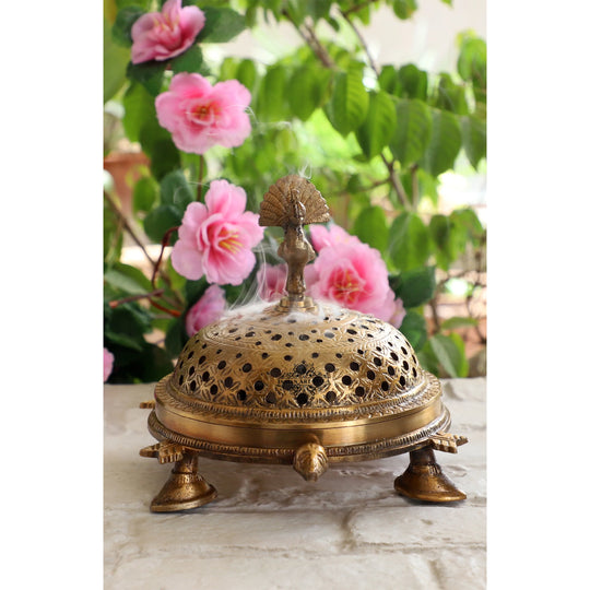 Brass tortoise design incense holder top view — Indian Art Villa