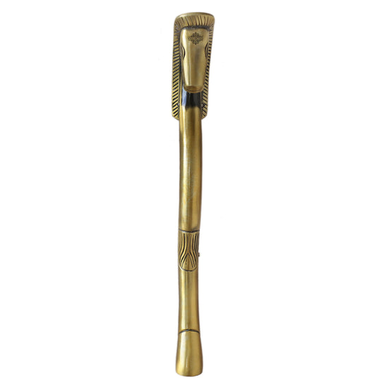 Egyptian horse design brass door handle angle view — Indian Art Villa