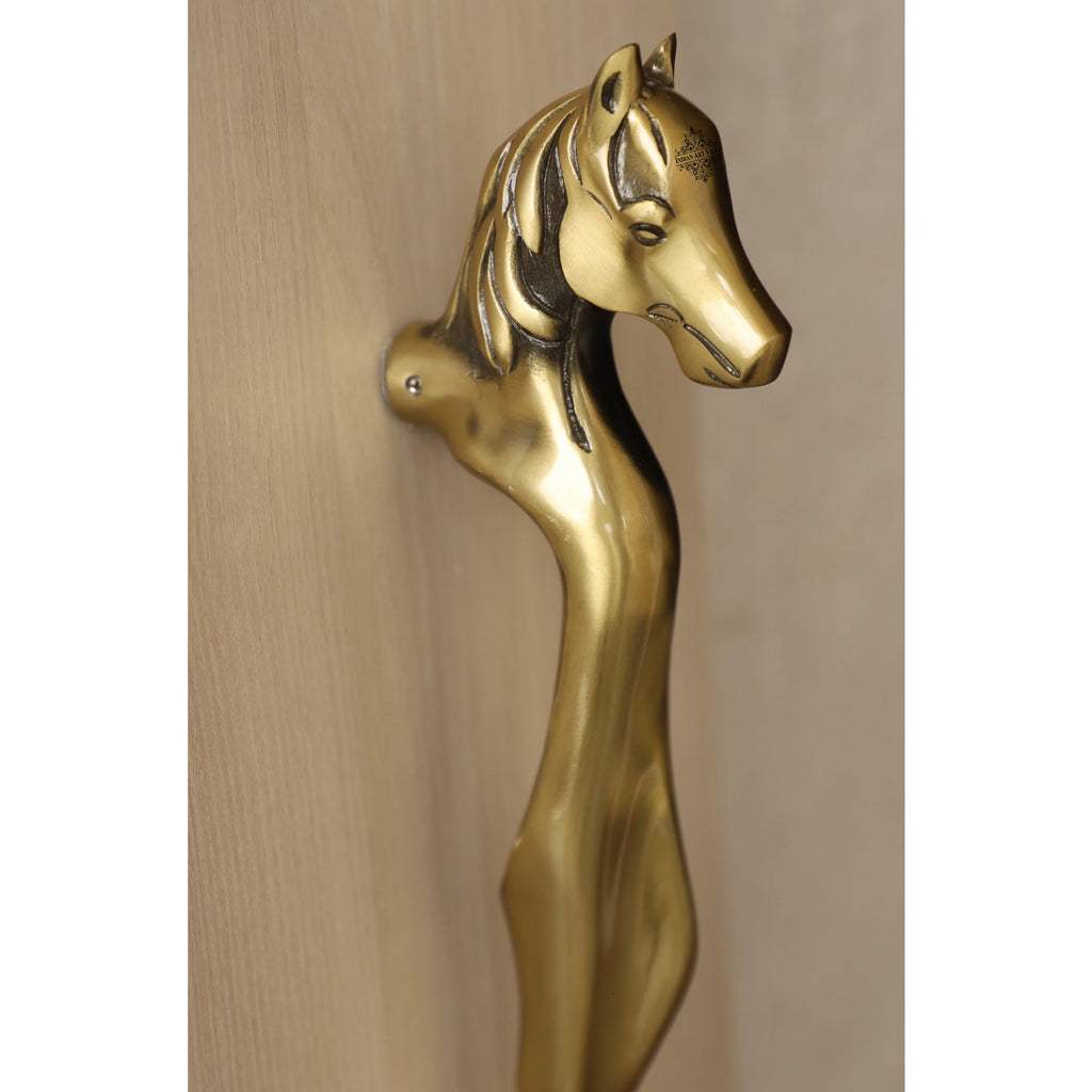Indian Art Villa Pure Brass Horse Head Design Door Handle, Height - 15"