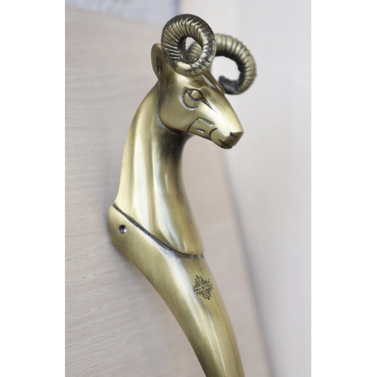 Sheep head brass finish door handle top view — Indian Art Villa