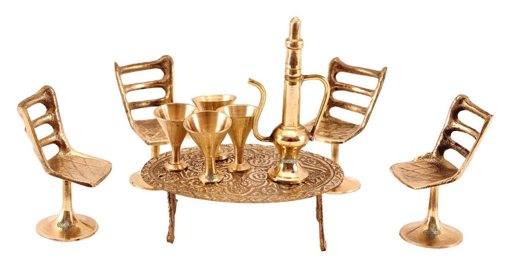 Brass Handcrafted Restaurant, Bar Style Dining Table set Fingurines, Miniatures, Showpieces, Home Decor