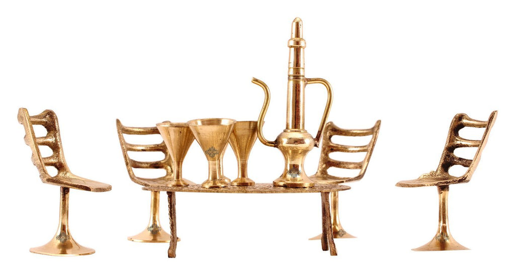 Brass Handcrafted Restaurant, Bar Style Dining Table set Fingurines, Miniatures, Showpieces, Home Decor