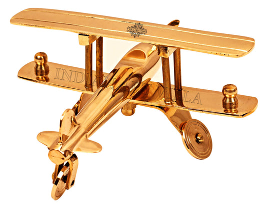 Pure brass aeroplane miniature showpiece side view — Indian Art Villa
