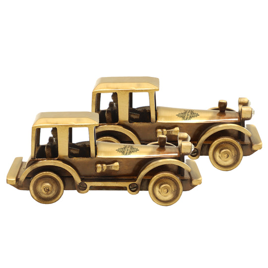 Pure brass handcrafted vintage car 5x13 cm full view — Indian Art Villa