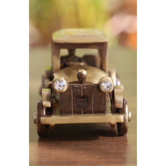Pure brass handcrafted vintage car 5x13 cm top view — Indian Art Villa
