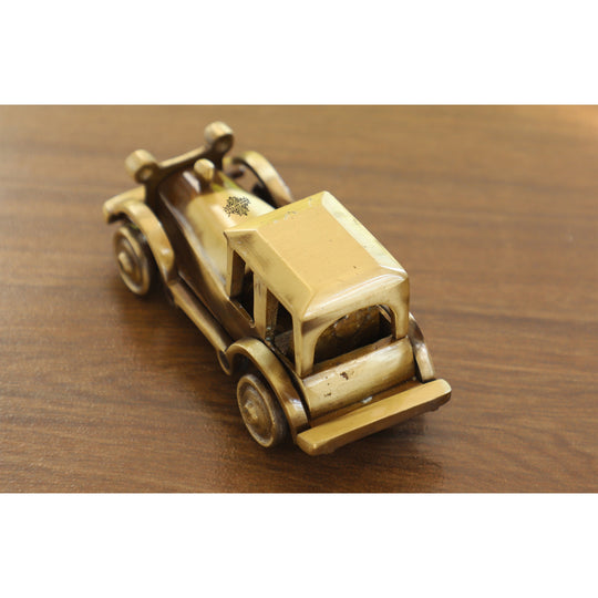 Pure brass handcrafted vintage car 5x13 cm angle view — Indian Art Villa