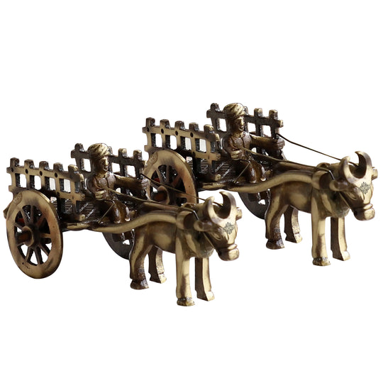 Brass open bull cart decorative showpiece full view — Indian Art Villa