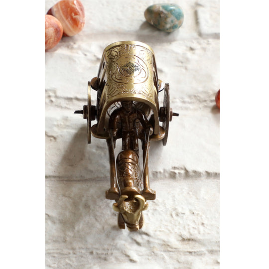 Brass bull cart decorative showpiece variant 1 top view — Indian Art Villa