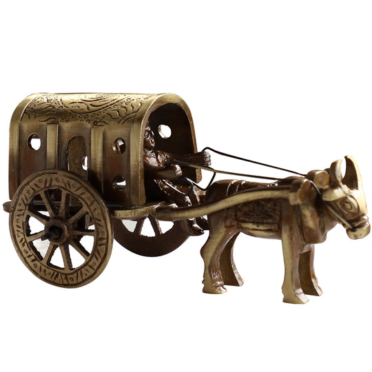 Brass bull cart decorative showpiece variant 1 lifestyle — Indian Art Villa