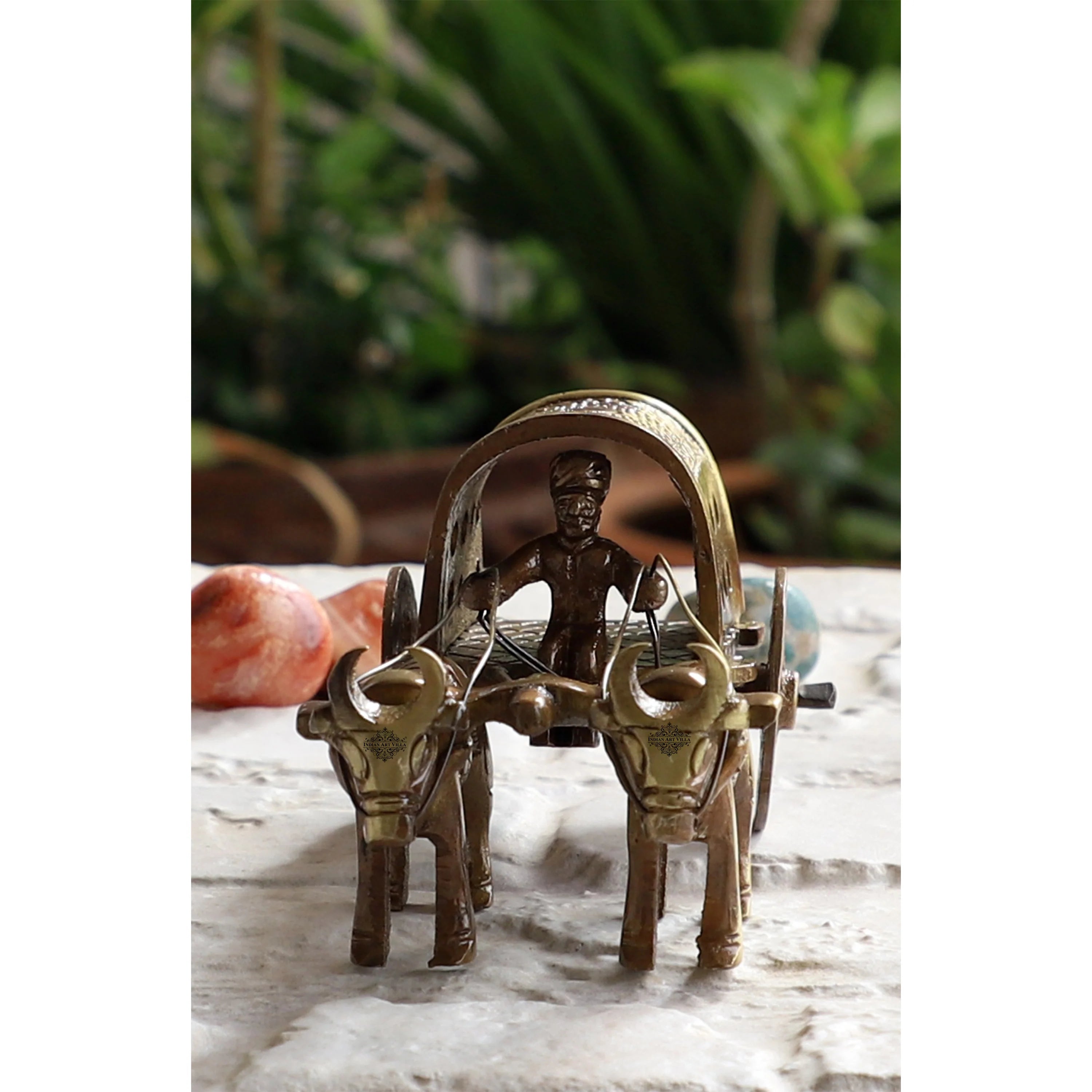 Buy Indian Art Villa Brass Handcrafted Cart With Two Bull