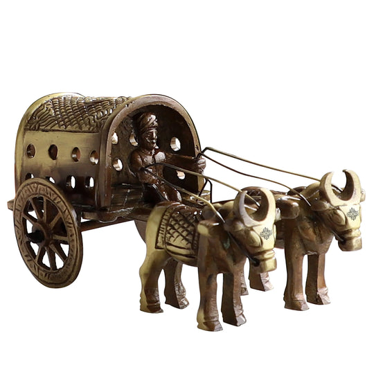 Brass bull cart decorative showpiece variant 2 lifestyle — Indian Art Villa
