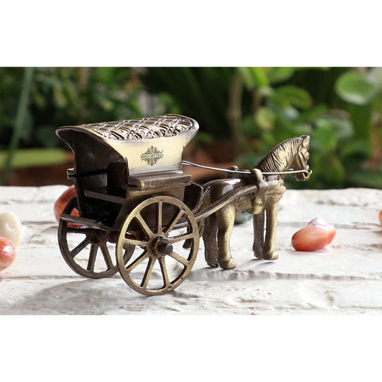 Brass horse carriage decorative showpiece angle view — Indian Art Villa