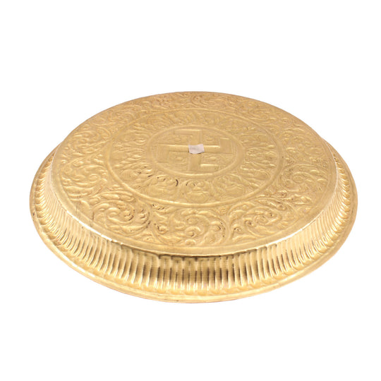 Brass Swastik Design Pooja Thali Plate|Poojan Temple Home