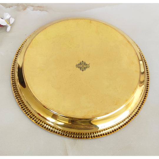Pure Brass Pooja Thali With Swastik Embossed Design, Decorative Platter, Home Décor & Festive Item, Diameter- 30.48 cm