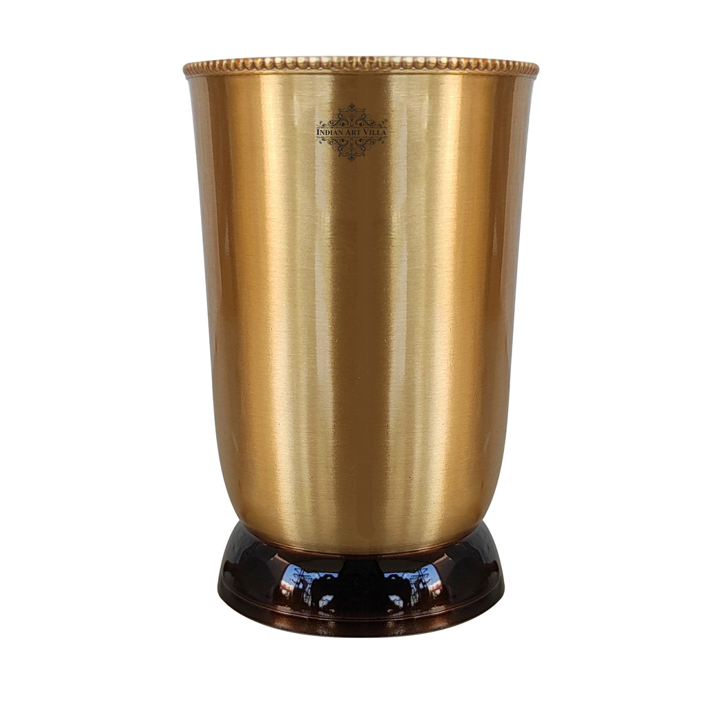 Indian Art Villa Pure Brass Matt Finish Glass / Tumbler With Black Bottom, Serveware & Drinkware, Ayurveda Healing, Volume-250 ML