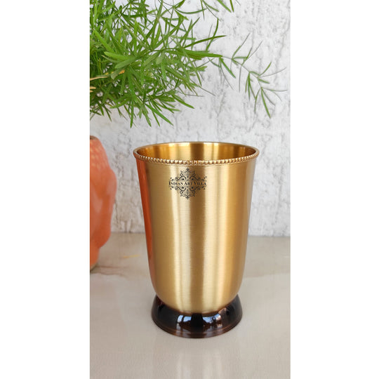 Pure Brass Matt Finish Glass/Tumbler With Brass & Black Bottom -250 ML