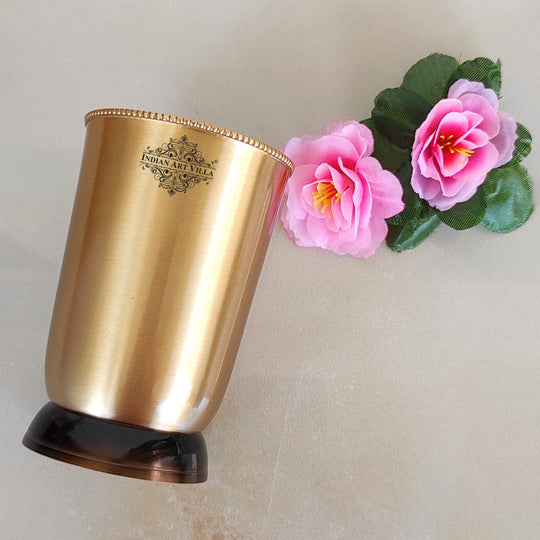 Pure Brass Matt Finish Glass/Tumbler With Brass & Black Bottom -250 ML