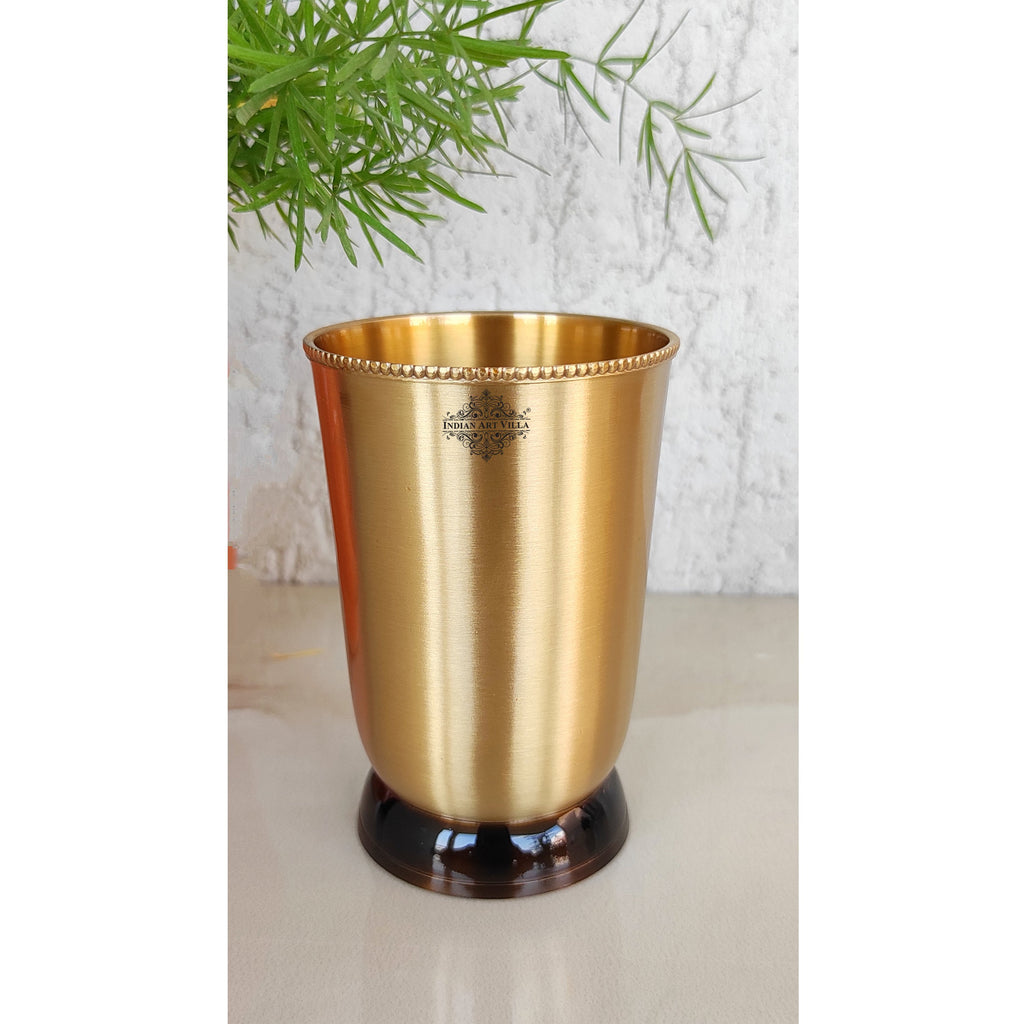 Indian Art Villa Pure Brass Matt Finish Glass / Tumbler With Black Bottom, Serveware & Drinkware, Ayurveda Healing, Volume-250 ML