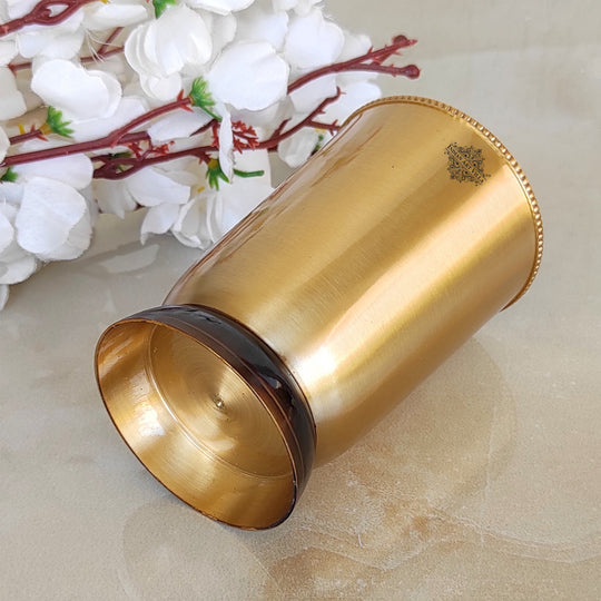 Pure Brass Matt Finish Glass/Tumbler With Brass & Black Bottom -250 ML