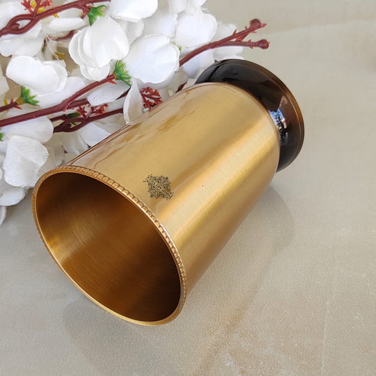 Pure Brass Matt Finish Glass/Tumbler With Brass & Black Bottom -250 ML