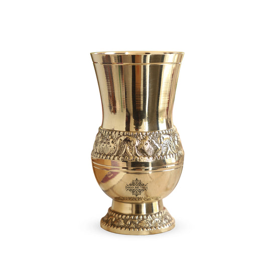 Indian Art Villa Mughlai tamba glass with detailed embossing modern twist on classic Indian drinkware for contemporary homes

