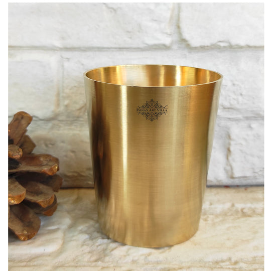 Elegant pure brass glass with luxurious matt texture by Indian Art Villa ideal for traditional meals or rituals at home