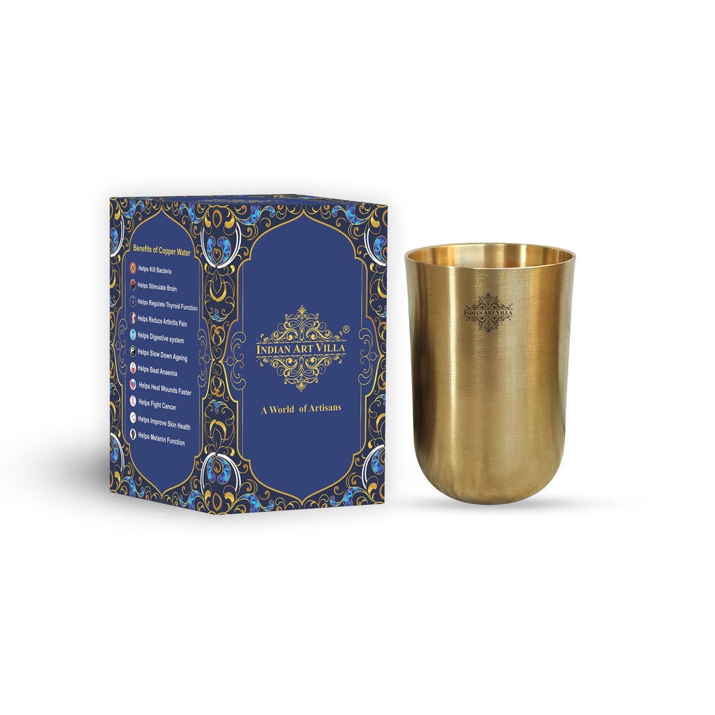 Indian Art Villa Brass Glass / Tumbler With Matt Finish, Volume-300 ML
