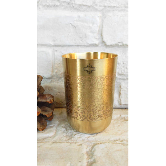 Matt finish Pital glass with artistic embossing by Indian Art Villa great for table decor and gifting occasions