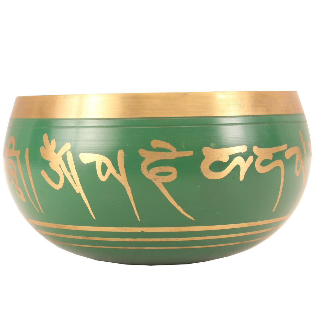 Indian Art Villa Pure Brass Green Designer Tibetan Singing Bowl