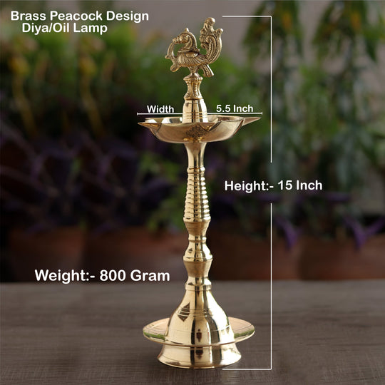Brass Stand Pillar Diya With Kerala+Murga Design With Fine Quality