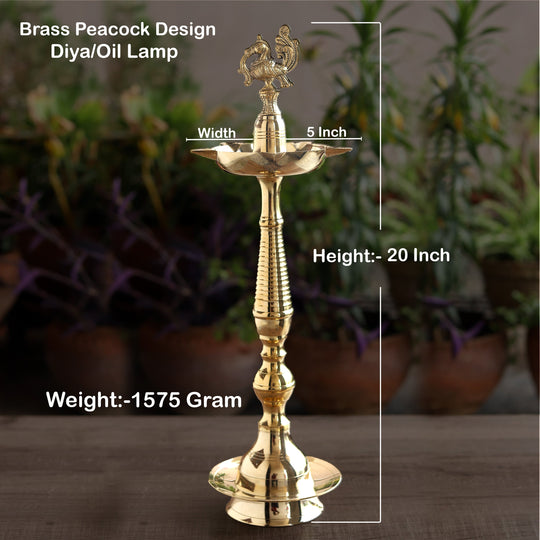 Brass Stand Pillar Diya With Kerala+Murga Design With Fine Quality