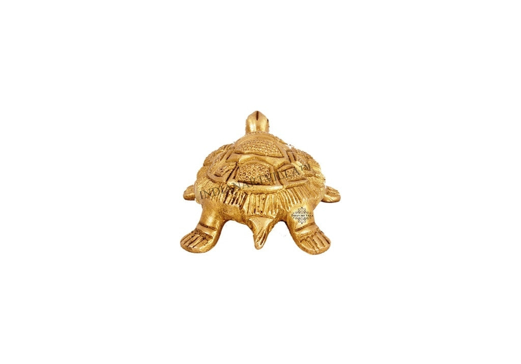 IndianArtVilla Brass Hammered Vastu Fengshui Tortoise Statue, Home Decor Good Luck, Gift Item, 4 Inch