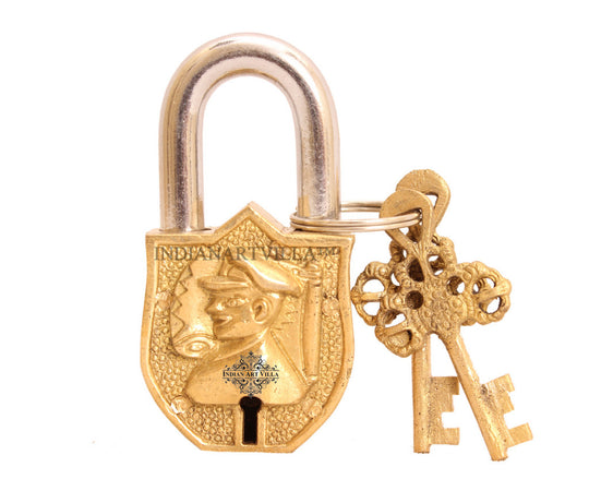 Brass Smalll Marshal Design Lock with 2 Key