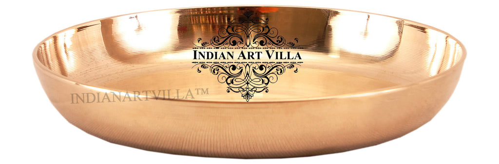 Indian Art Villa Pure Bronze Serving Thali Plate