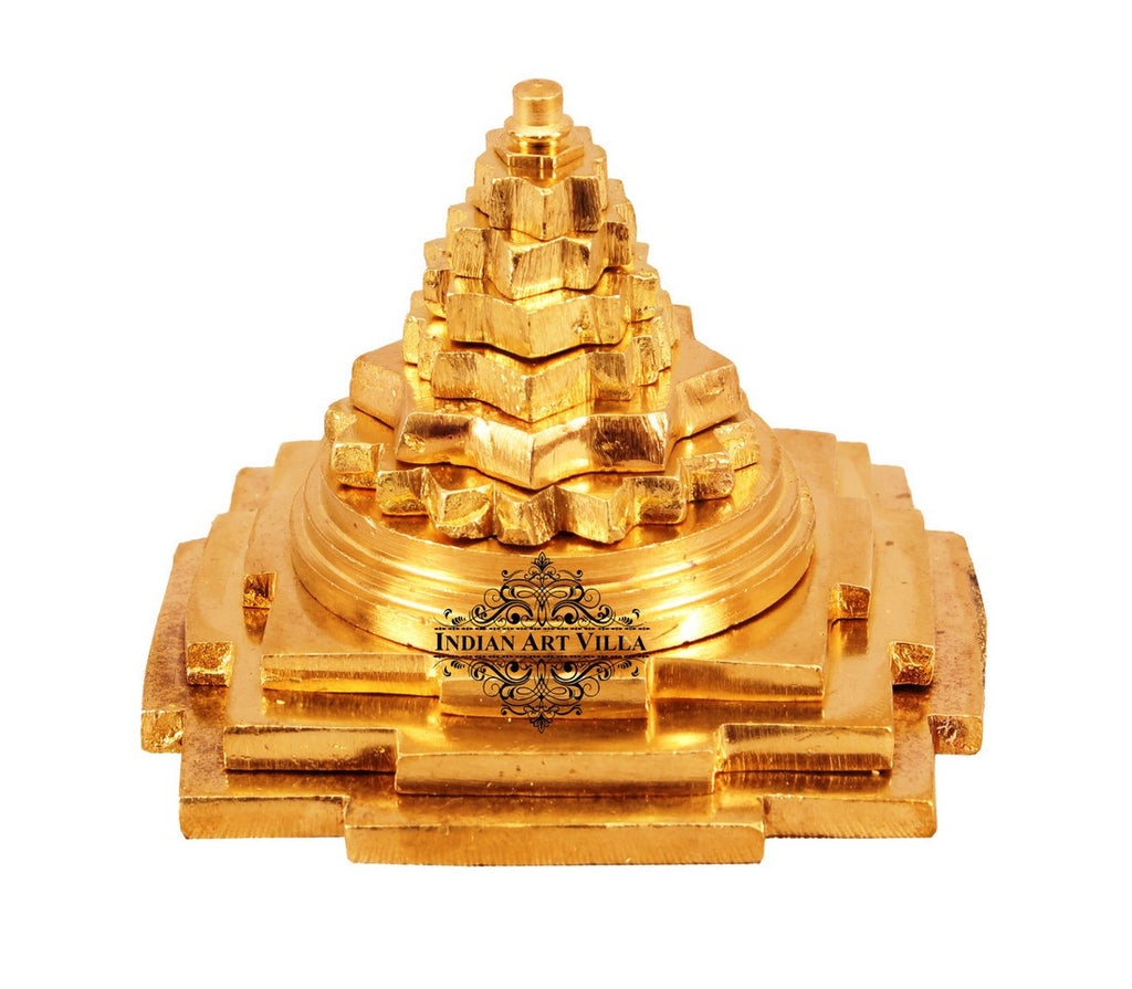Indian Art Villa Pure Brass Handmade Three Stage Vastu Pyramid | Home Hotel Restaurant | Temple Antique Showpiece Decorative Item Gift Item