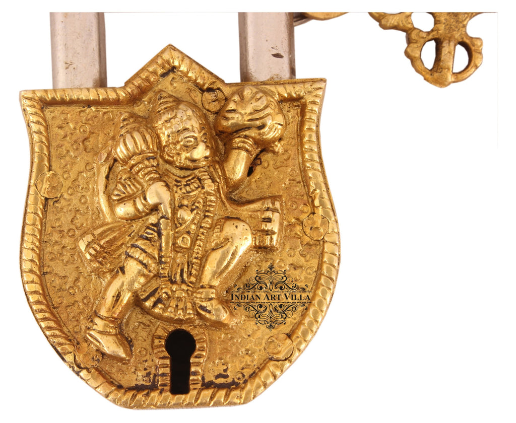 Indian Art Villa Pure Brass Hanuman Ji Design Lock with 2 Key