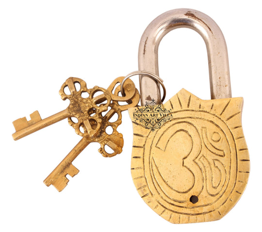 Brass Hanuman Ji design lock angle view — Indian Art Villa