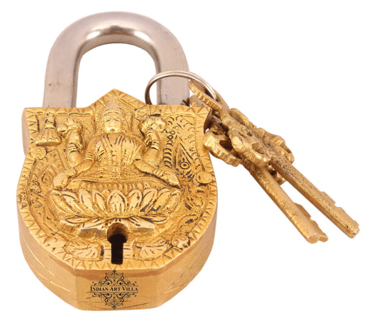 Brass Laxmi Ji Design Lock with 2 Key