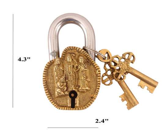 Brass Ram Darbar Design Lock with 2 Key