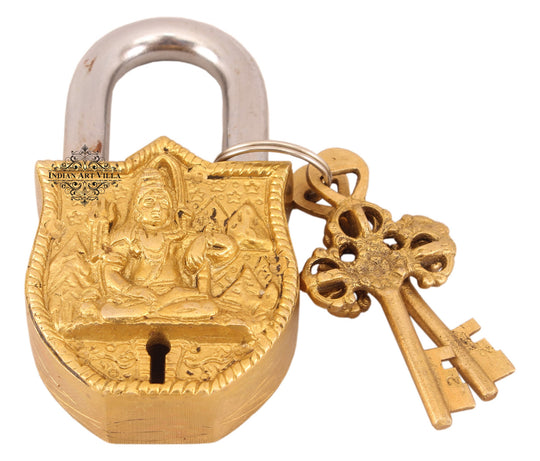 Pure brass Lord Shiva lock side view — Indian Art Villa