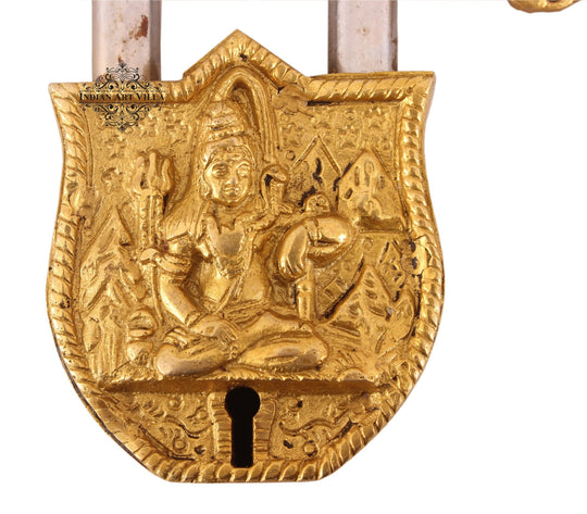 Brass Lord Shiva lock angle view — Indian Art Villa