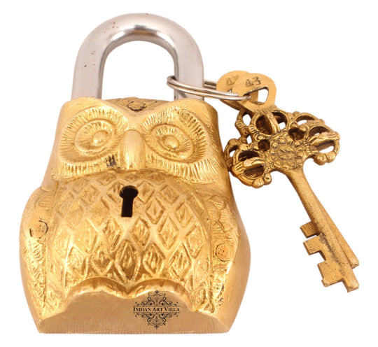 Brass owl design lock lifestyle — Indian Art Villa